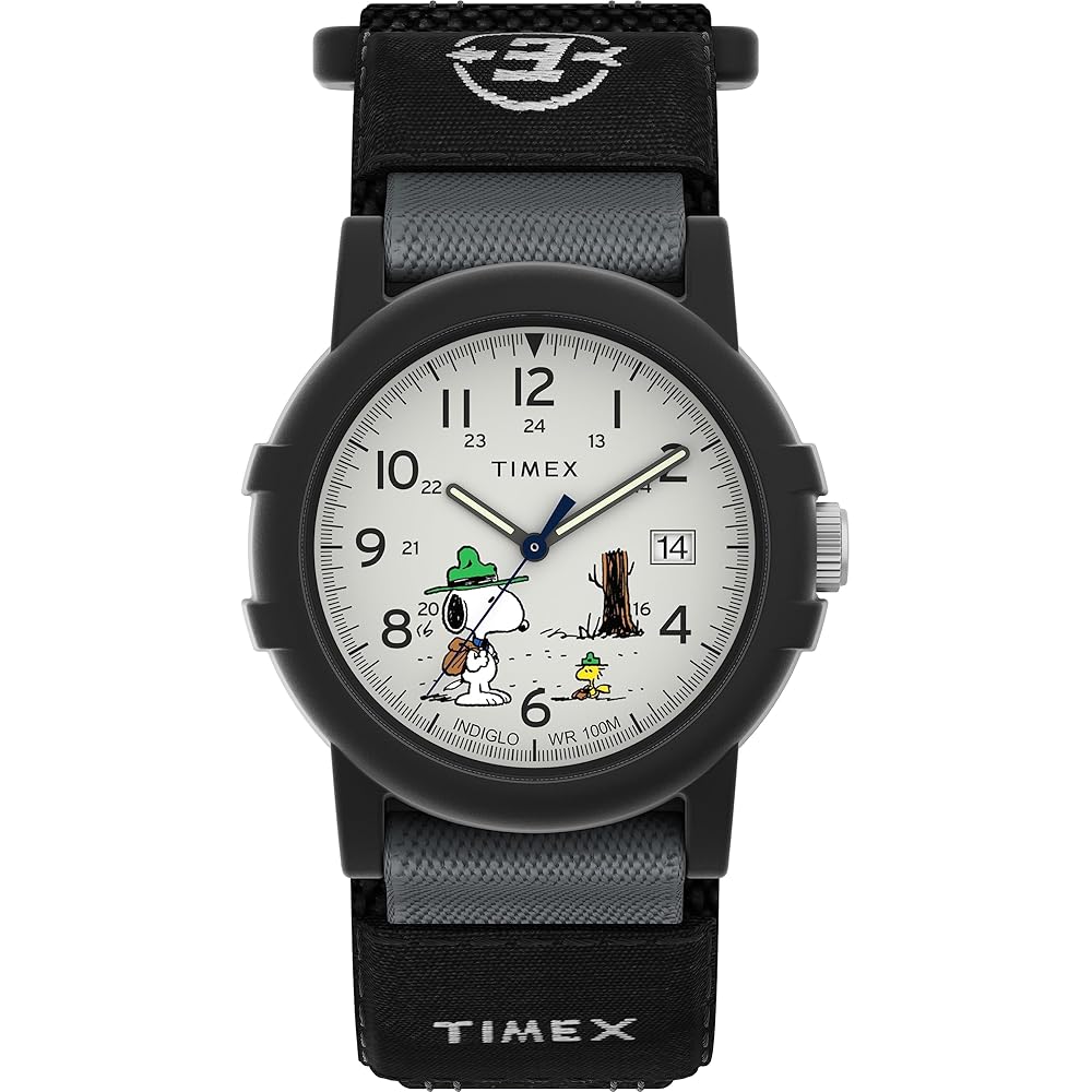 Timex Expedition Camper 38mm Watch Black White Peanut Modern Design