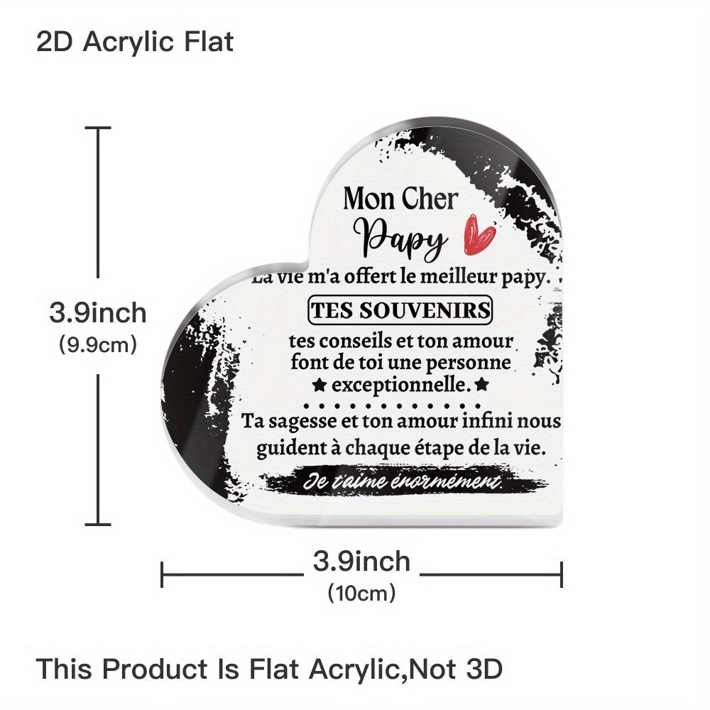 1pc French Heart Shaped Acrylic Sign Table Decor, Desktop Decoration for Home Farmhouse Living Room, Gift for Grandfather- Acrylic Desktop Ornament