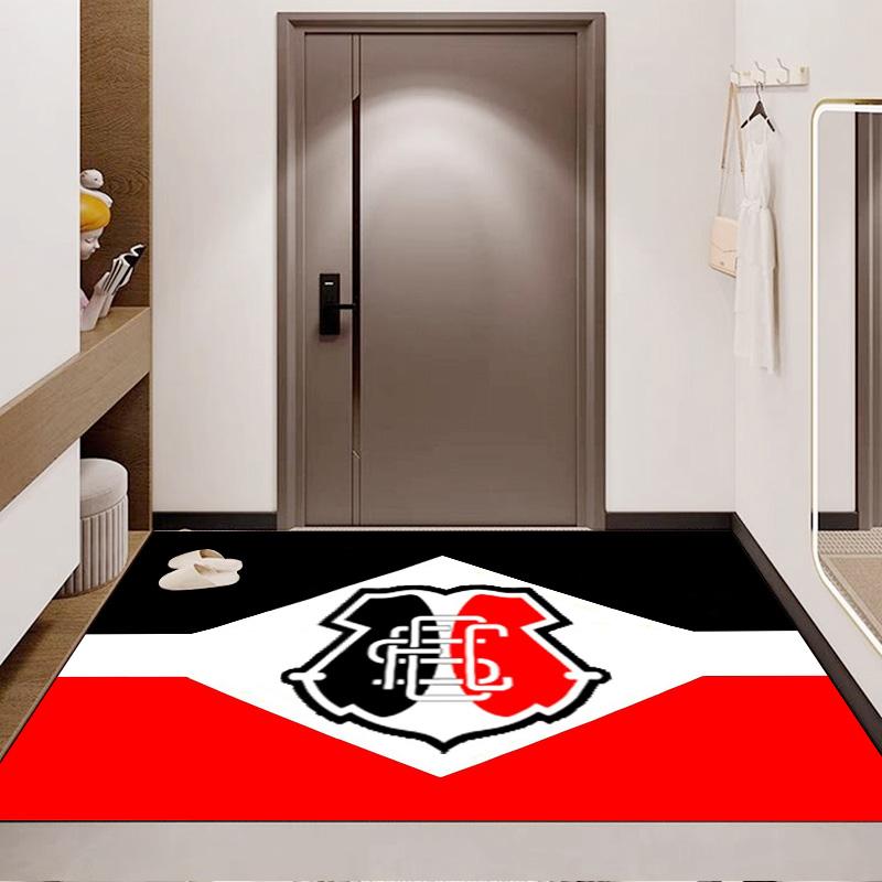 Santa Cruz FC Club Crest Geometric Red White Black Print Area Rug Brazilian Soccer Fan Non Slip Rectangular Floor Mat Gaming Room Home Decor Rug