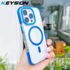 KEYSION Transparent Magnetic Case for MagSafe for iPhone 16 Pro Max Wireless Charging Shockproof Phone Cover for iPhone 16 Plus
