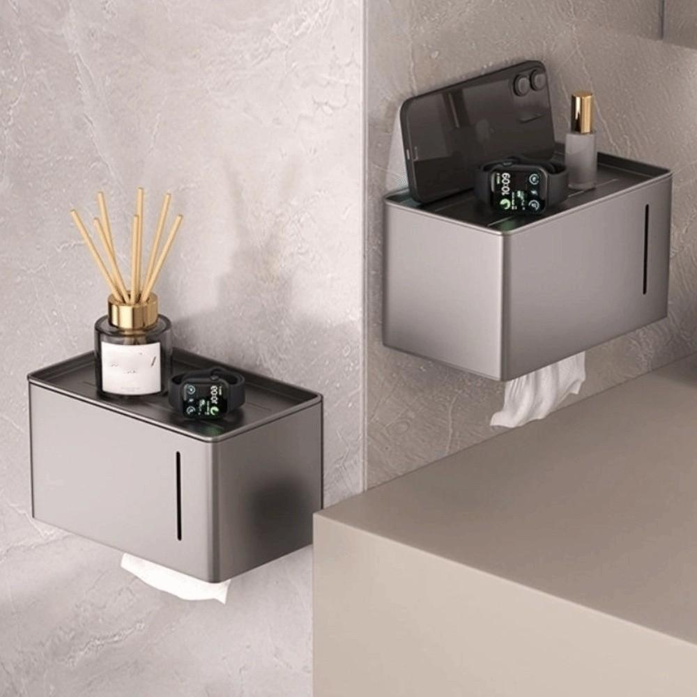Wall-Mounted Toilet Paper Holder Waterproof Metal Roll Paper Box Non Perforated High Quality Tissue Storage Case Home