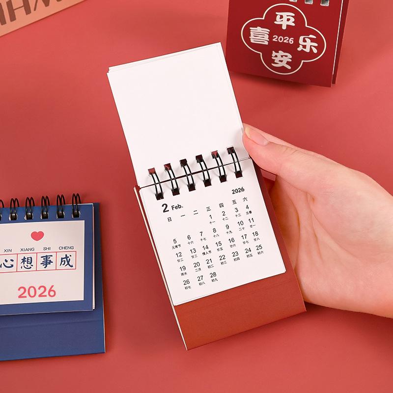2026 Mini Einfacher Kalender Kleiner Schreibtischkalender Kreativer Spiral-Kalender Planer Desktop-Dekoration Büro-Schreibwaren für Geschenk