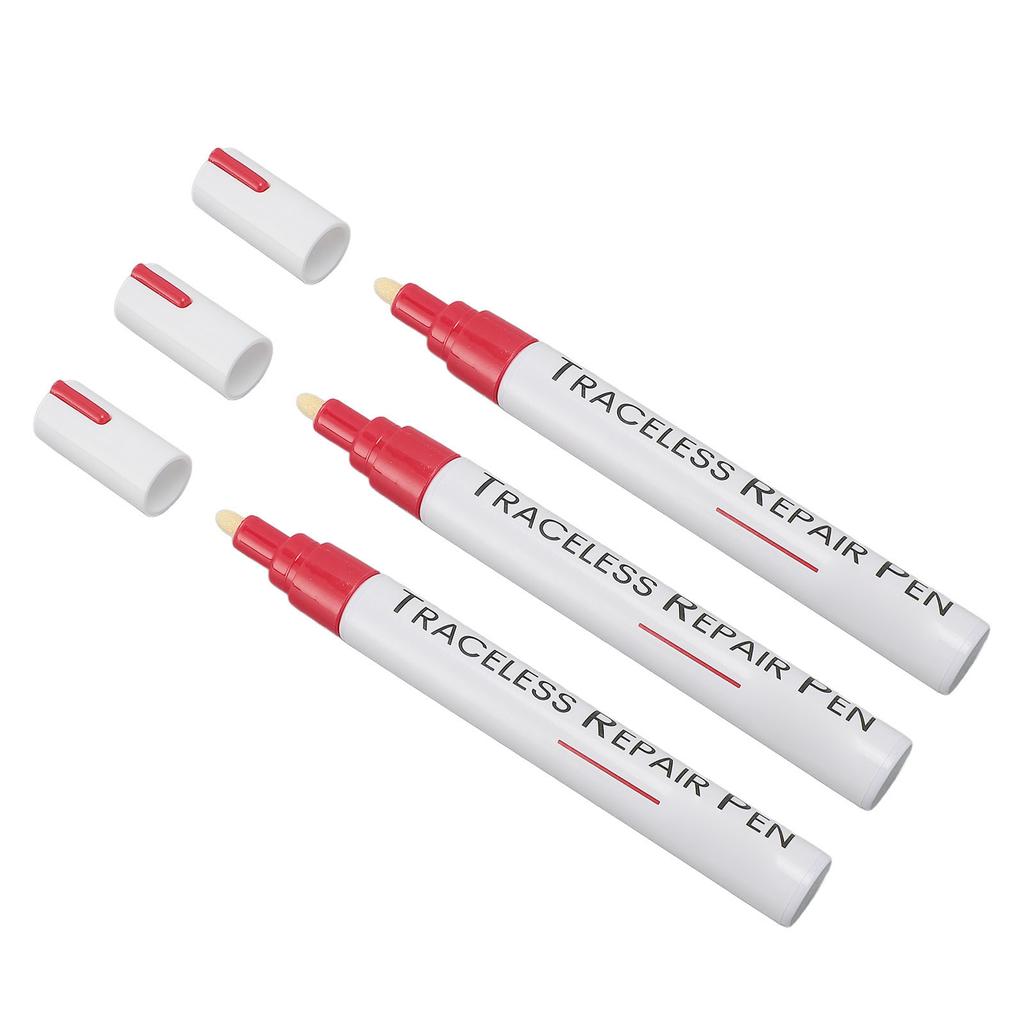3Pcs Car Touch Up Paint Pen Scratch Remover Red Color Repair Restore Refurbished Fill Tool