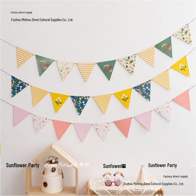 Triangle Colorful Paper Flag for Kids' Birthday, Camping, Room, and Flamingo Decorations