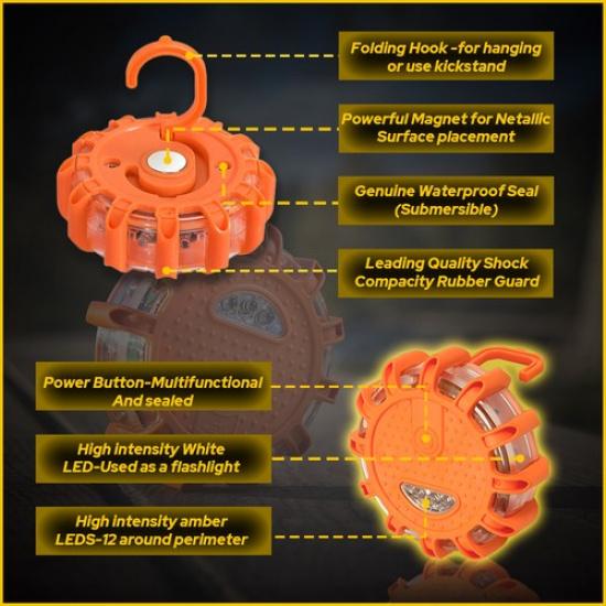 1PC LED Flare Road Emergency Light Roadside Safety Beacon Disc Flashers Warning