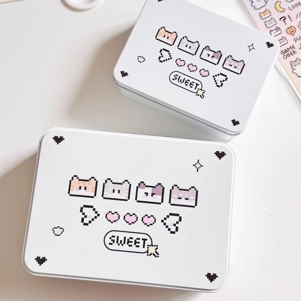 

Fashion Iron Cartoon Storage Tin Box Cute Dustproof Small Card Storage with Cover Photo Organizer