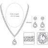 Simple, Bridal Set Accessories Korean Full Diamond Water Drop Set Noble and Elegant Wedding Accessories