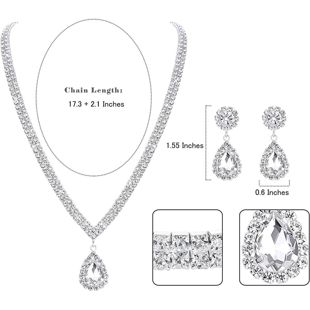 Simple, Bridal Set Accessories Korean Full Diamond Water Drop Set Noble and Elegant Wedding Accessories