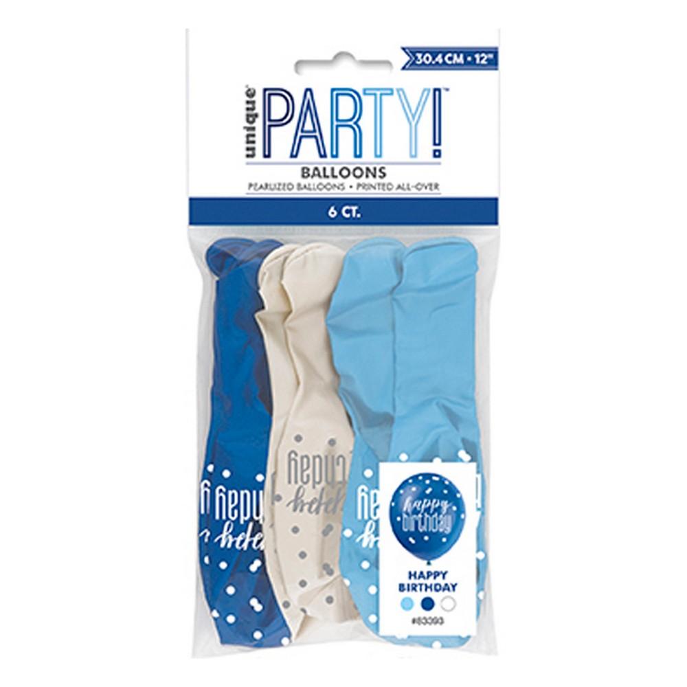 Unique Party Happy Birthday Glitz Latex Balloons (5 x Pack of 6)