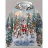 Fashion Men's Hooded Hoodies 3D Prints Christmas Theme Sweatshirt Drawstring Sportwear Long Sleeve Tops Casual Men's Clothing