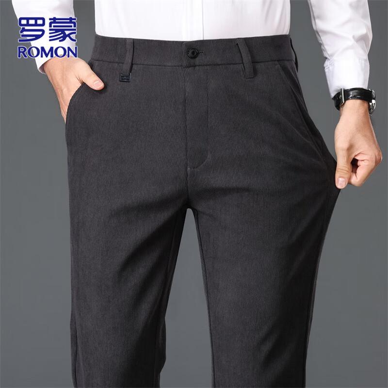 ROMON Men's Business Casual Straight-Leg Suit Pants
