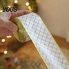 Premium Mesh Ribbon for Ornament Making 2.5" x 2.2 Yards Gold Sheer Christmas Tree Decoration and Decorative Crafts Gift Wrapping, Translucent Fabric