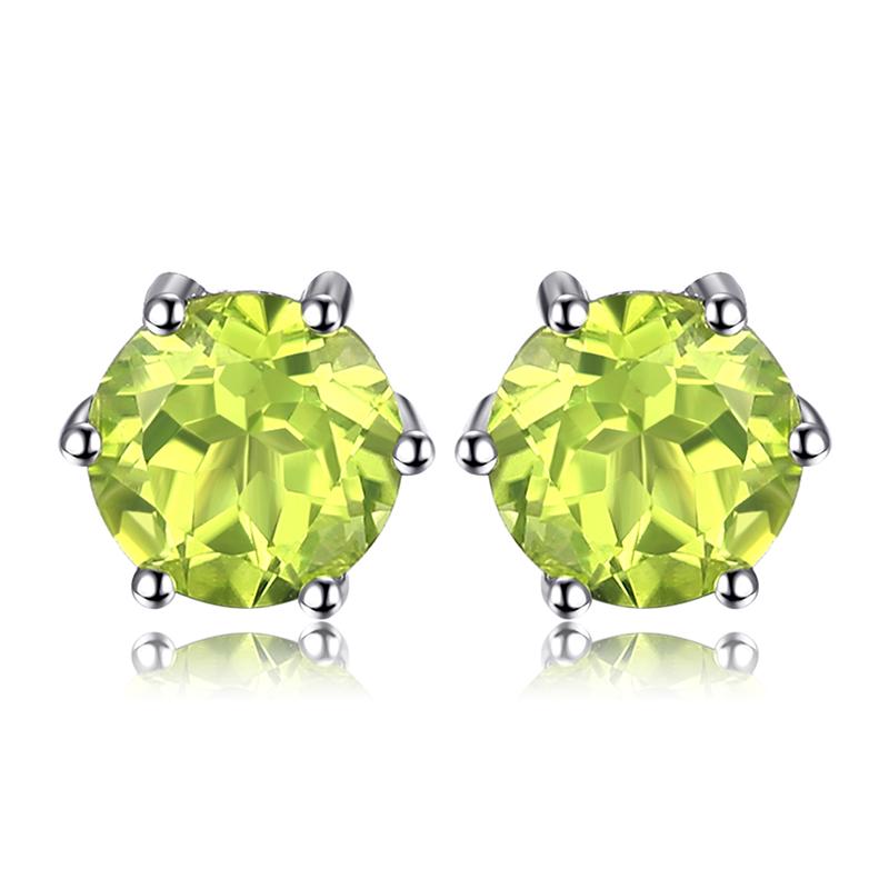 JewelryPalace Round Natural Yellow Citrine 925 Silver Stud Earrings for Women Statement Fashion Gemstone Jewelry Gift