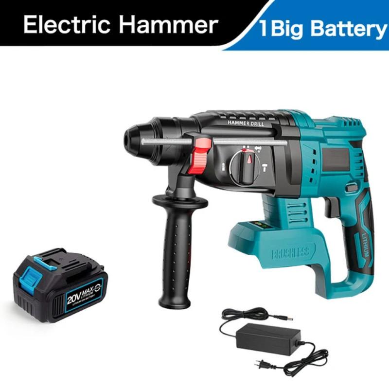 3 In 1 Multifunctional Steel Concrete Wood Power Tool Brushless Electric Impact Hammer Cordless Portable Hammer Drill