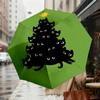 Black Cat Christmas Tree Umbrella: A Unique, Festive Design for Outdoor Adventures - Auto-Open/Close, Lightweight & Durable