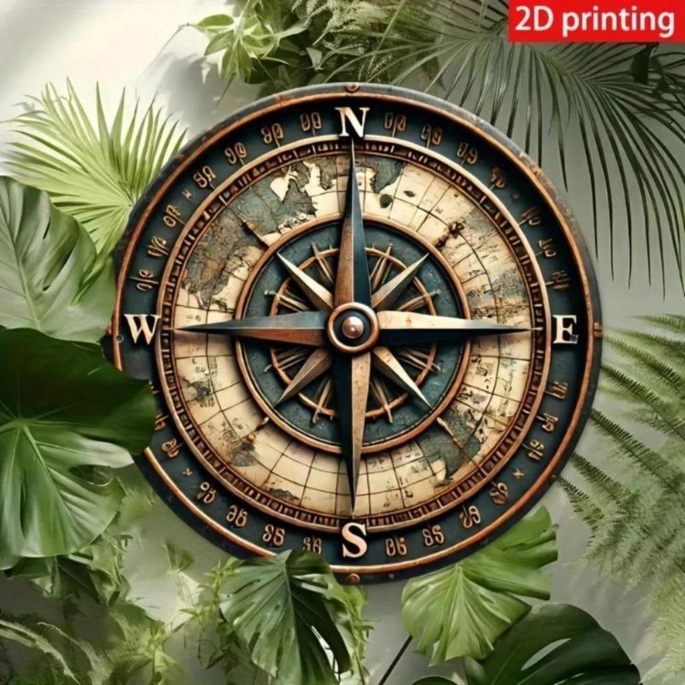 Iron Wall Art Vintage Compass Decor 8x8 Inch Home Bar Decoration