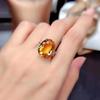 New In Butterfly Shaped Oval Yellow Crystal Rings for Women Rose Golden Fashion and Luxurious High-quality Ring Banquet Jewelry