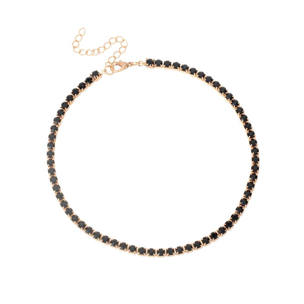 Ins Minimal Rhinestone Choker Necklace, Trendy Elegant Stackable Clavicle Chain for Women