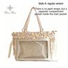 New Y2K Ribbon Bow Ita Crossbody Bag Sweet Girls Transparent Large Capacity Shoulder Bag DIY Display Handbag Lady Satin Tote Bag
