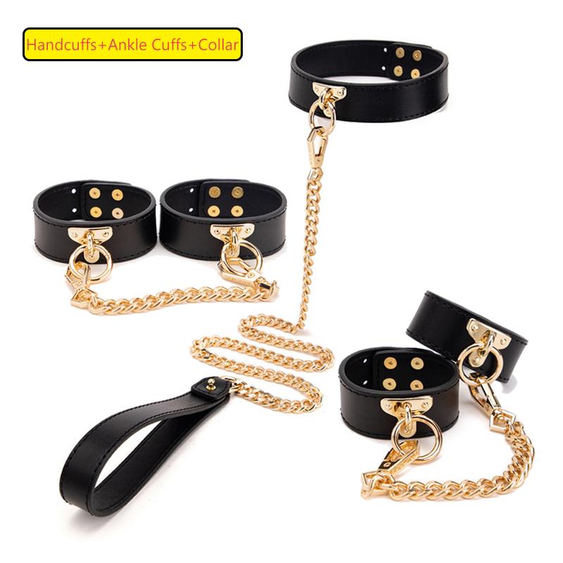 Kits For Bondage Collar Genuine Leather Neck Restraint With LeashErotic Sex Toys For Women Couple Adult Games Sex Product
