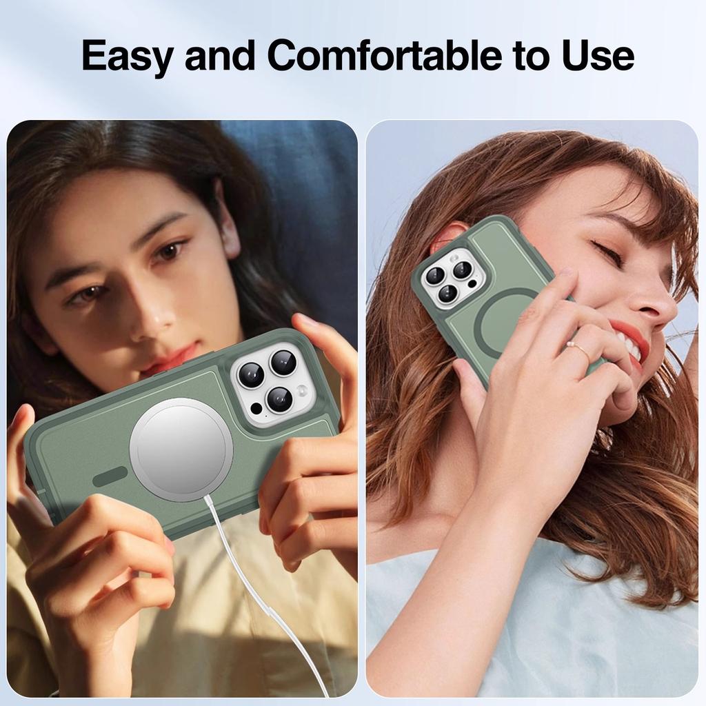Matte Anti-slip Rugged Armor Magnetic Phone Case for iPhone 15 14 13 12 11 Pro Max Magsafe Charging Shockproof Hybrid Hard Cover