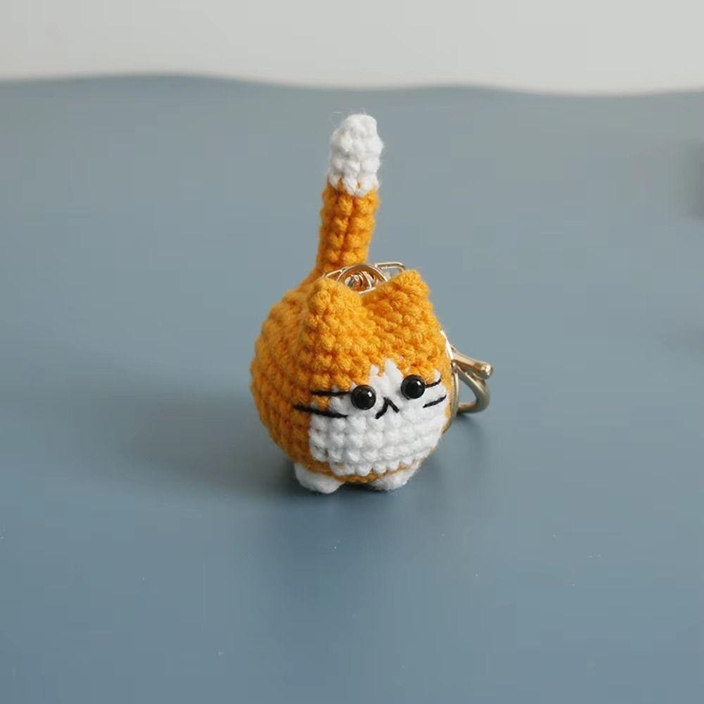 Handmade Handwoven Kitten Pendant Multi Color Animal Bag Charm Cat Key Ring  Gift Giving