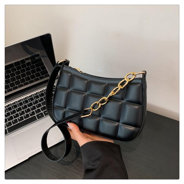 Trendy City Minimalist Grid Embossed Shoulder Bag For 2023 Fall/winter Season