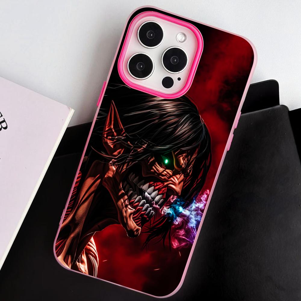 AOT Eren Yeager Jelly Double layer Rose Red Mobile Phone Case for iPhone 17 16 15 14 13 12 11 Air Pro Max Plus Protective