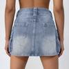 Gonna da donna a vita alta, elasticizzata, in jeans, casual, slim fit, corta