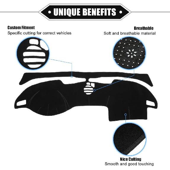 Car Dashboard Cover Mat Compatible for Buick Regal 2011-2016, Protective Polyester Black Center Console Interior Trim Dash Board Mat