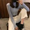 Casual Solid Basic Knitted Blouse Women Elegant Turtleneck Long Sleeve Tunic Auturm Bottoming Pullover Tops  new