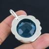 Blue Topaz Gemstone Pendant Solid 925 Sterling Silver Pendant Jewelry Gift For Unisex
