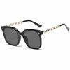 Übergroße quadratische Rahmenkette Sonnenbrille UV400 Schutz Retro Chic Brille für Damen
