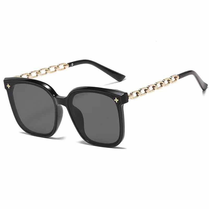 Übergroße quadratische Rahmenkette Sonnenbrille UV400 Schutz Retro Chic Brille für Damen