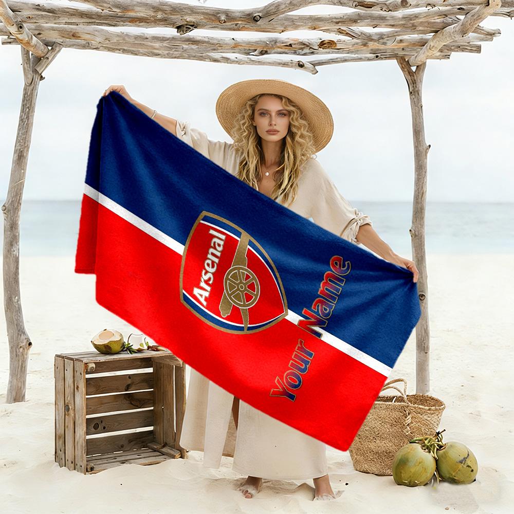 Arsenal F.c. Customize Text Beach Towel High Absorbency & Quick-Dry Suitable for Sports Travel Swimming Yoga Bathroom Beach And Pool