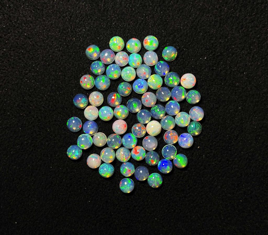 Natural Excellent Quality Ethiopian Opal Round Cabochon Loose Gemstone Lot 100 Pcs 4 MM Opal Cabochon Gemstone For Jewelry Making