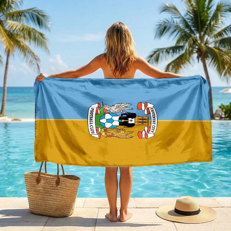 Coventry City Futbol Plaj Havlusu Yumuşak Mikrofiber Yaz Havlusu Hızlı Kuruyan Emici Havlu Plaj Yüzme Havuzu Seyahat İçin