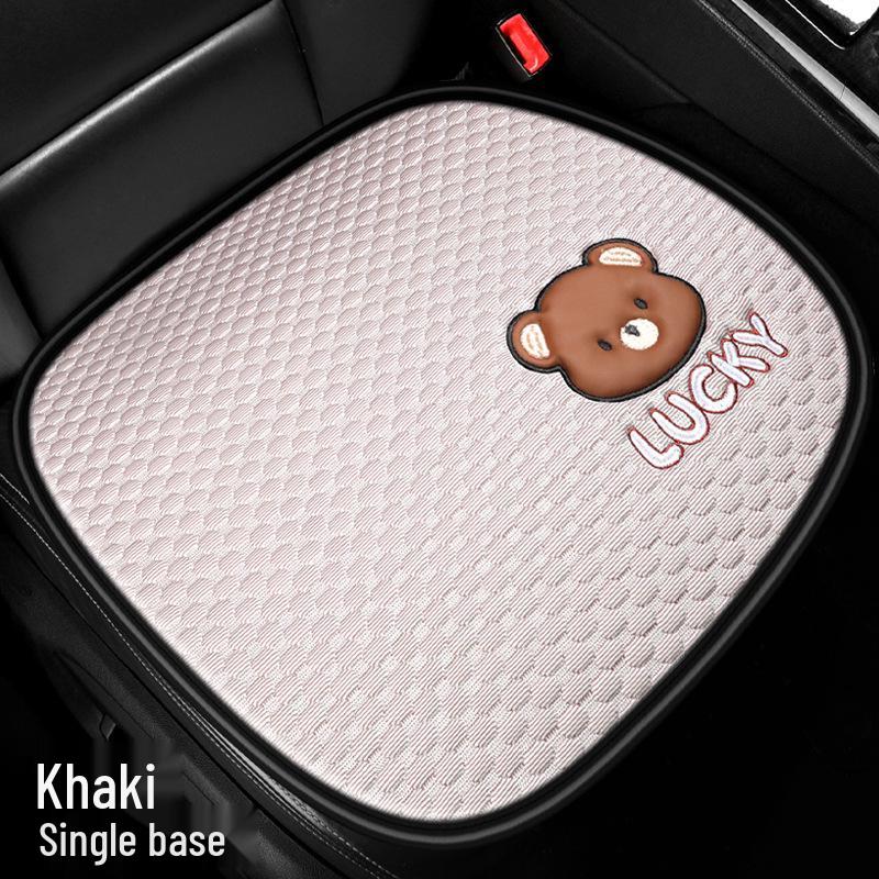 Little Bear Ice Silk Breathable Car Cushion - Cartoon Summer Cooling Pad