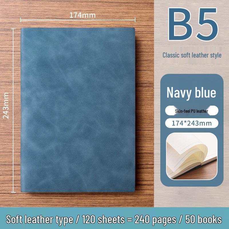 A5 Soft Leather Suede Notebook with Custom Logo - Simple B5 Business Meeting Journal, Large Thick Diary