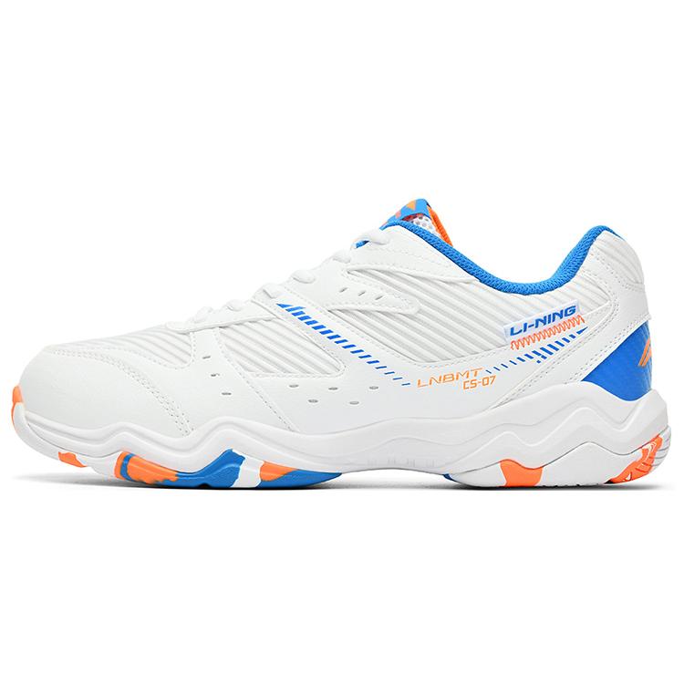 

Li Ning Rubber Cushioning Abrasion Resistant Breathable Support Low top Badminton Shoes Unisex White Blue Orange AYTT021-1 44