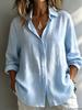 Women's Oversized White Linen Button-Down Shirt - Relaxed Long Rolled Sleeve Casual Summer Beach Vacation Blouse