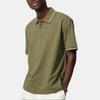 Uniqlo X JW Anderson Collaboration SS25 Embroidered Logo Half Button Short Sleeve Polo Shirt Unisex Polo Shirts Olive-Green 476227-57