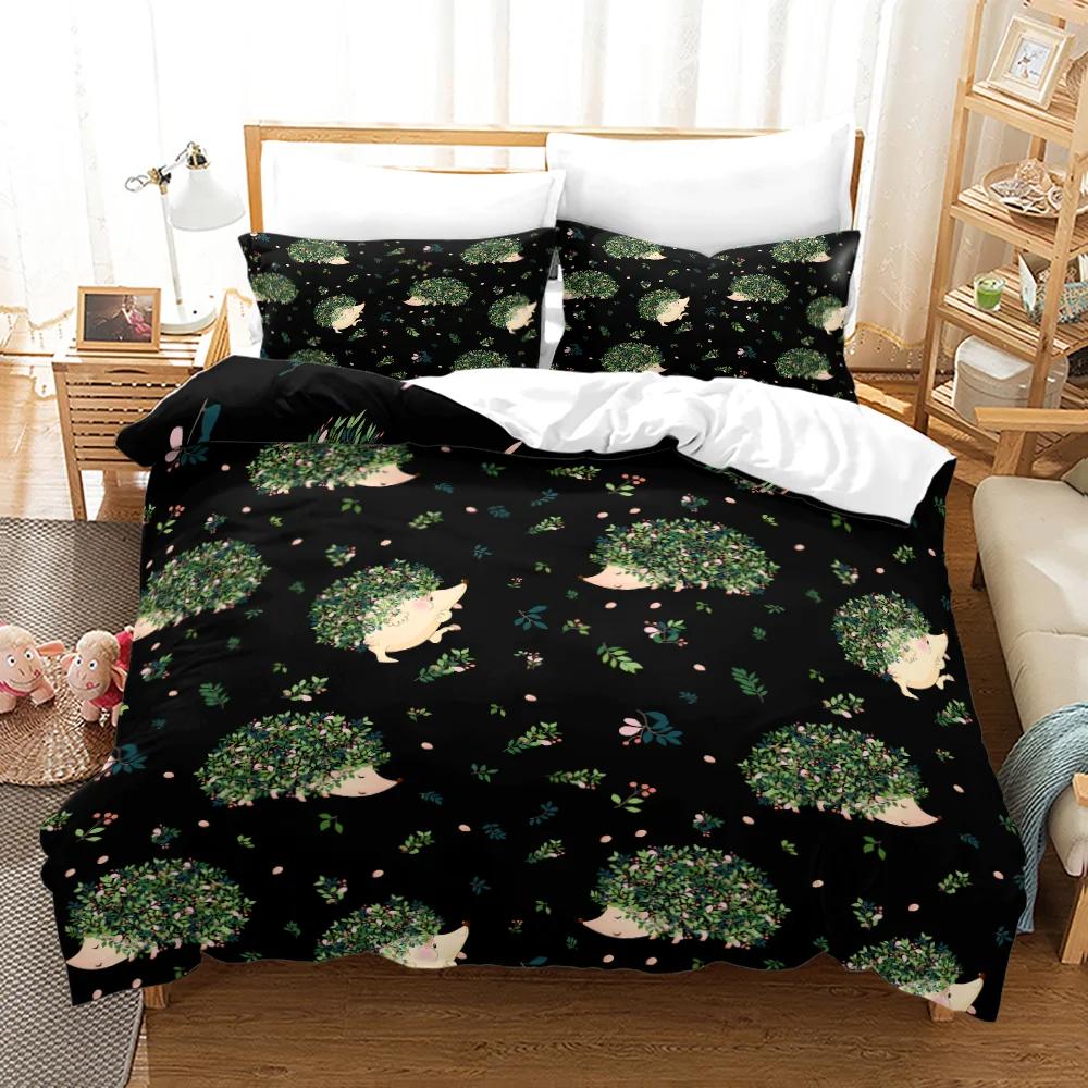 3D Hedgehog Animal Bedding Set Queen Duvet Cover Set Soft Bed Cover Queen Bedroom Bed Cover And Pillowcases Kids Home Textiles
