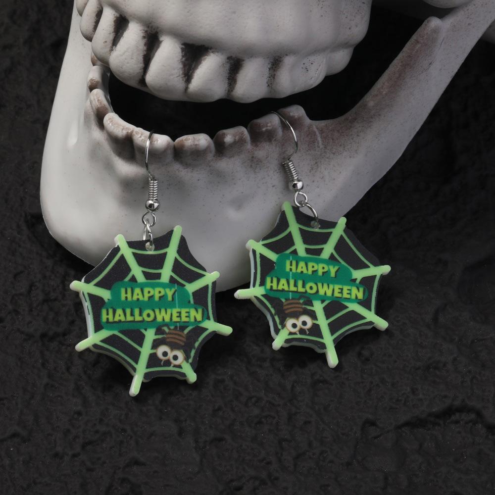 Fully Managed Environmentally Friendly Acrylic Earrings, Personalized Halloween Pumpkin Bat Earrings 1 Pair Of Earrings