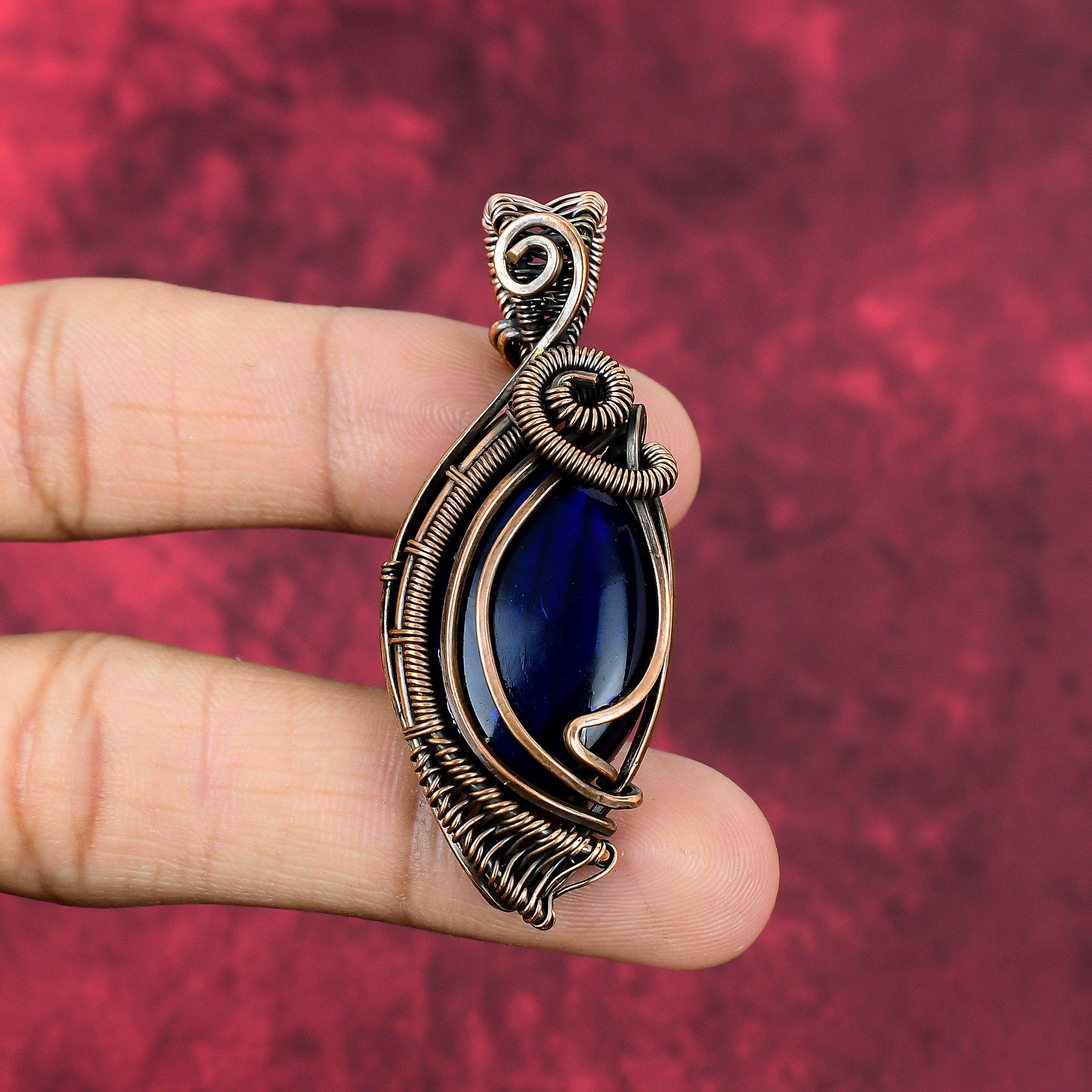 Blue Fire Labradorite Pendant Copper Wire Wrapped Jewelry Original Gemstone Pendant Handmade Copper Pendant Wire Wrap Pendant Gifts For Him