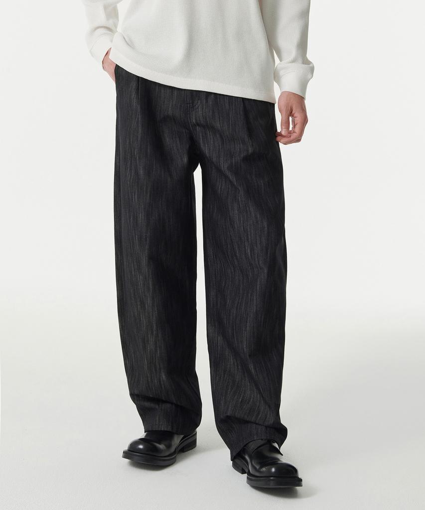 Musinsa Standard Vertical Slub Semi-Balloon Denim Pants [Black]