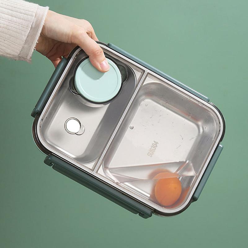 Lunch Box, Stainless Steel Bento Box Adult Lunch, Portable, Leak-Proof Stackable Cutlery Set, for Everyday Travel (2 or 3-Grid)