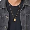 Vnox Oval Double Sided Cross Pendant Necklace for Men, Stainless Steel Gold Silver Color Chain Necklace Religious Faith Collar