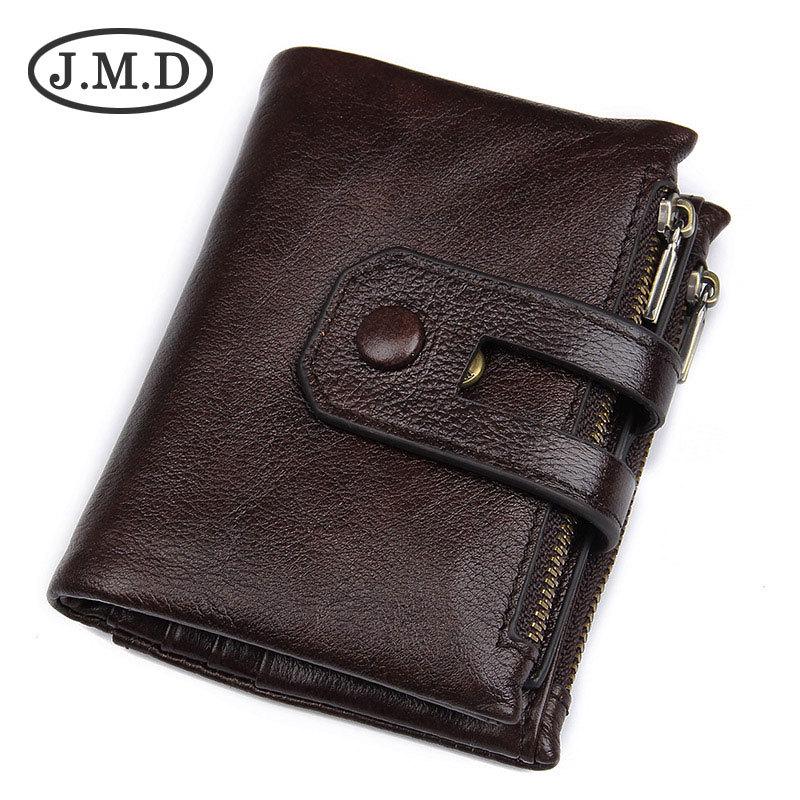 

Jiamida Men s Genuine Leather RFID Anti-Theft Wallet with Zipper and Multi-Card Slots темно-коричневого кольору