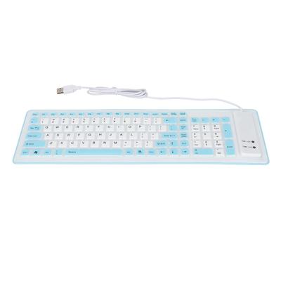 Foldable Silicone Keyboard 103 Keys USB Wired Silicon Foldable Waterproof Mute Fadeless Foldable Keyboard for PC Laptop